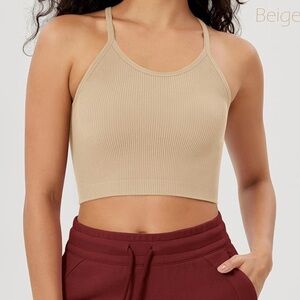 Women’s Seamless Rib-Knit Camisole | women’s Crop Tank Top Size XL Stretch